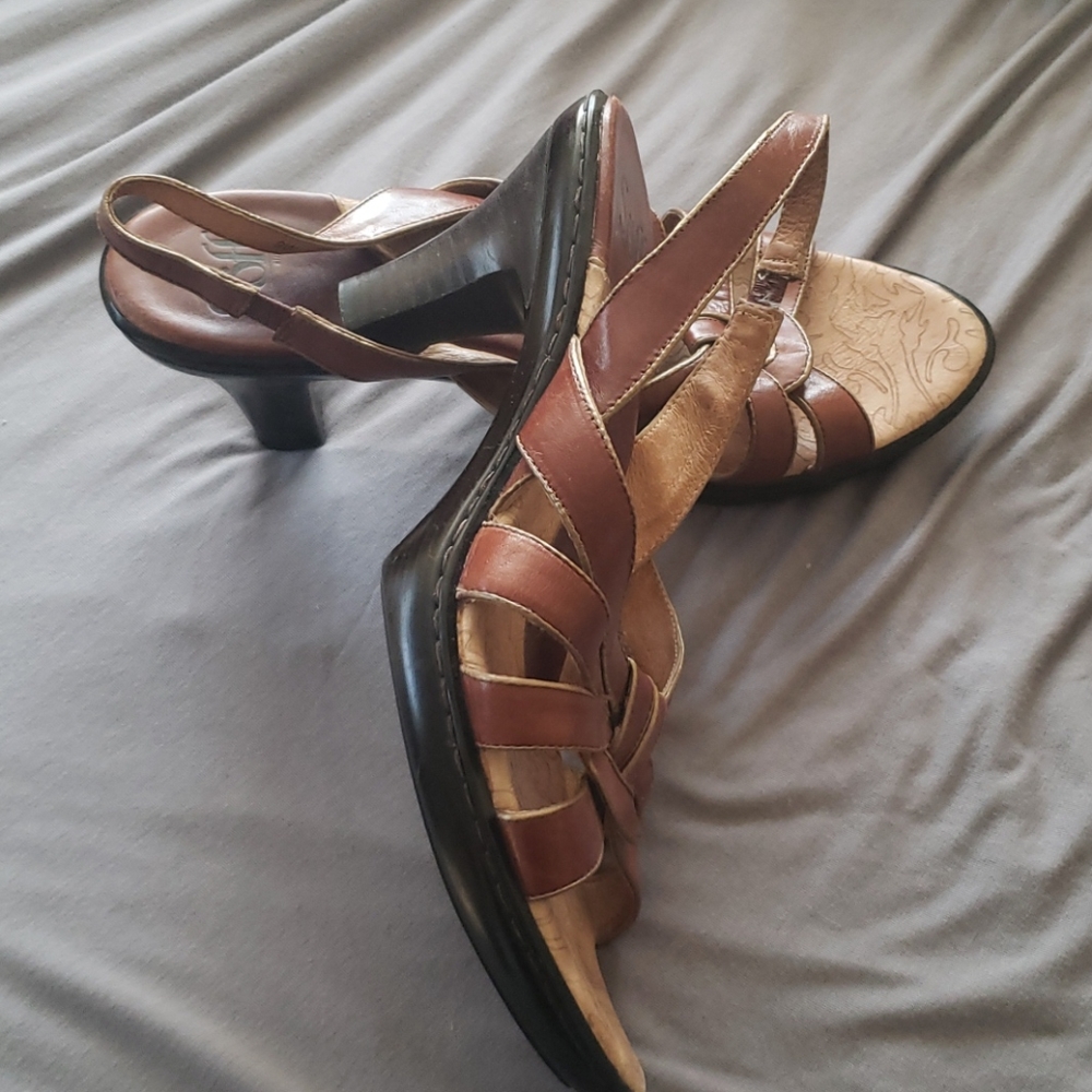 Soft brown leather heels
